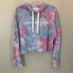 Calvin Klein Jeans Pink and Blue Tie-Dye Sweater